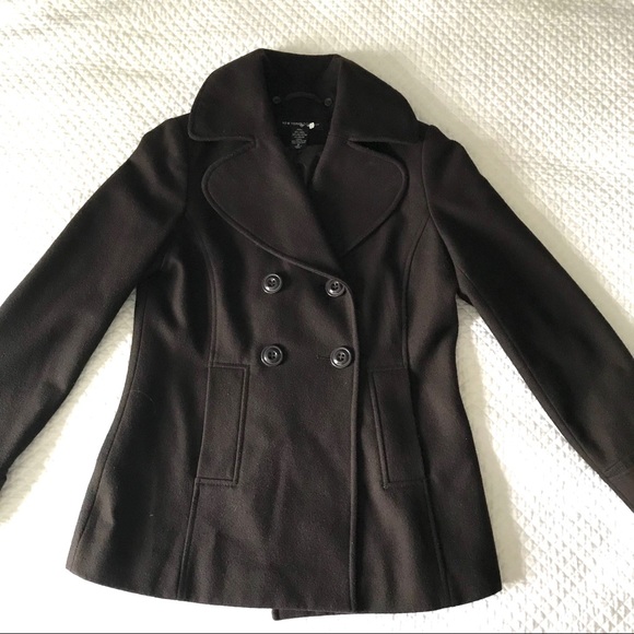 New York & Company Jackets & Blazers - Chocolate brown hooded peacoat size 4